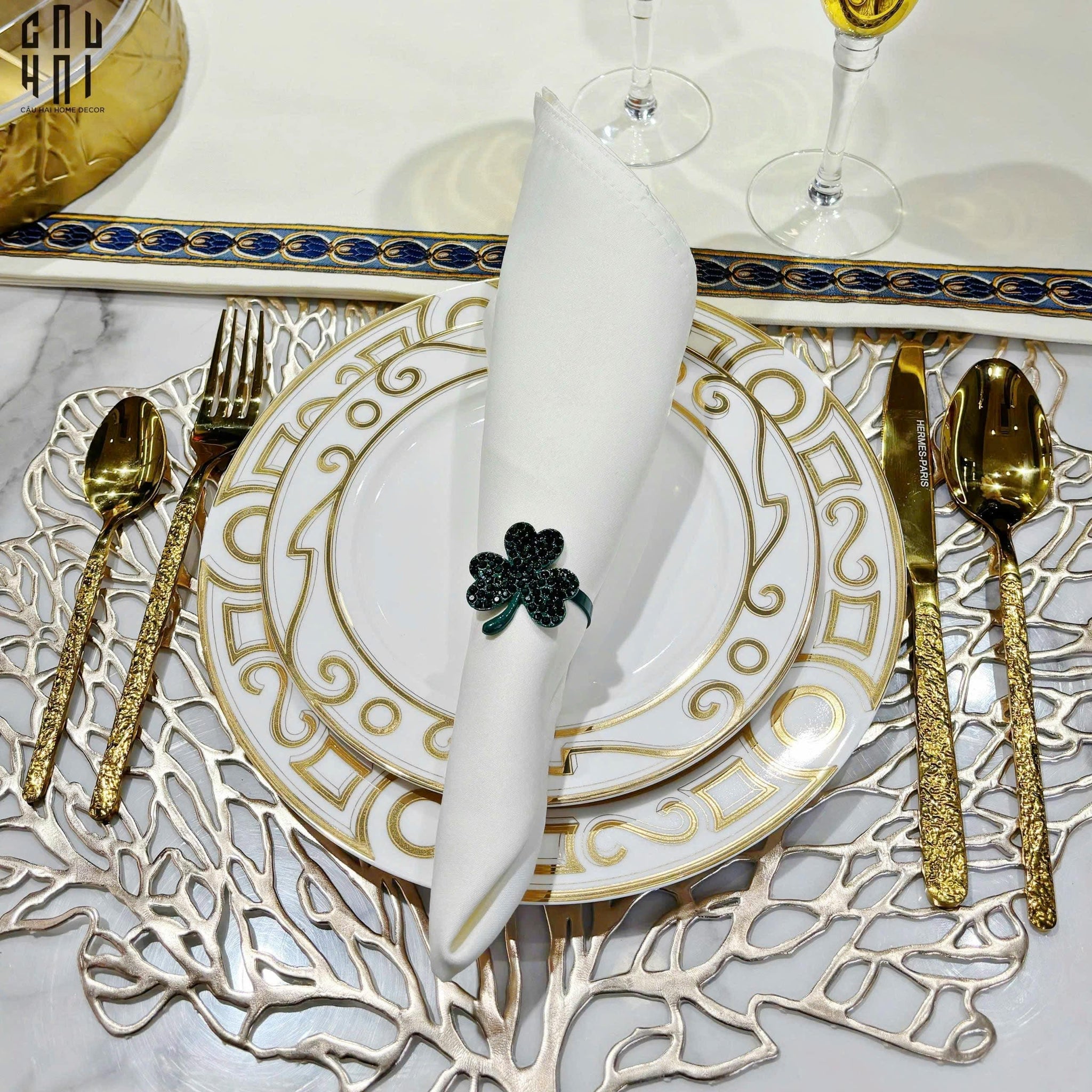 Vòng Khăn Ăn - Napkin Ring Lucky Green Leaves-VÒNG KHĂN ĂN-CẬU HAI HOME DECOR