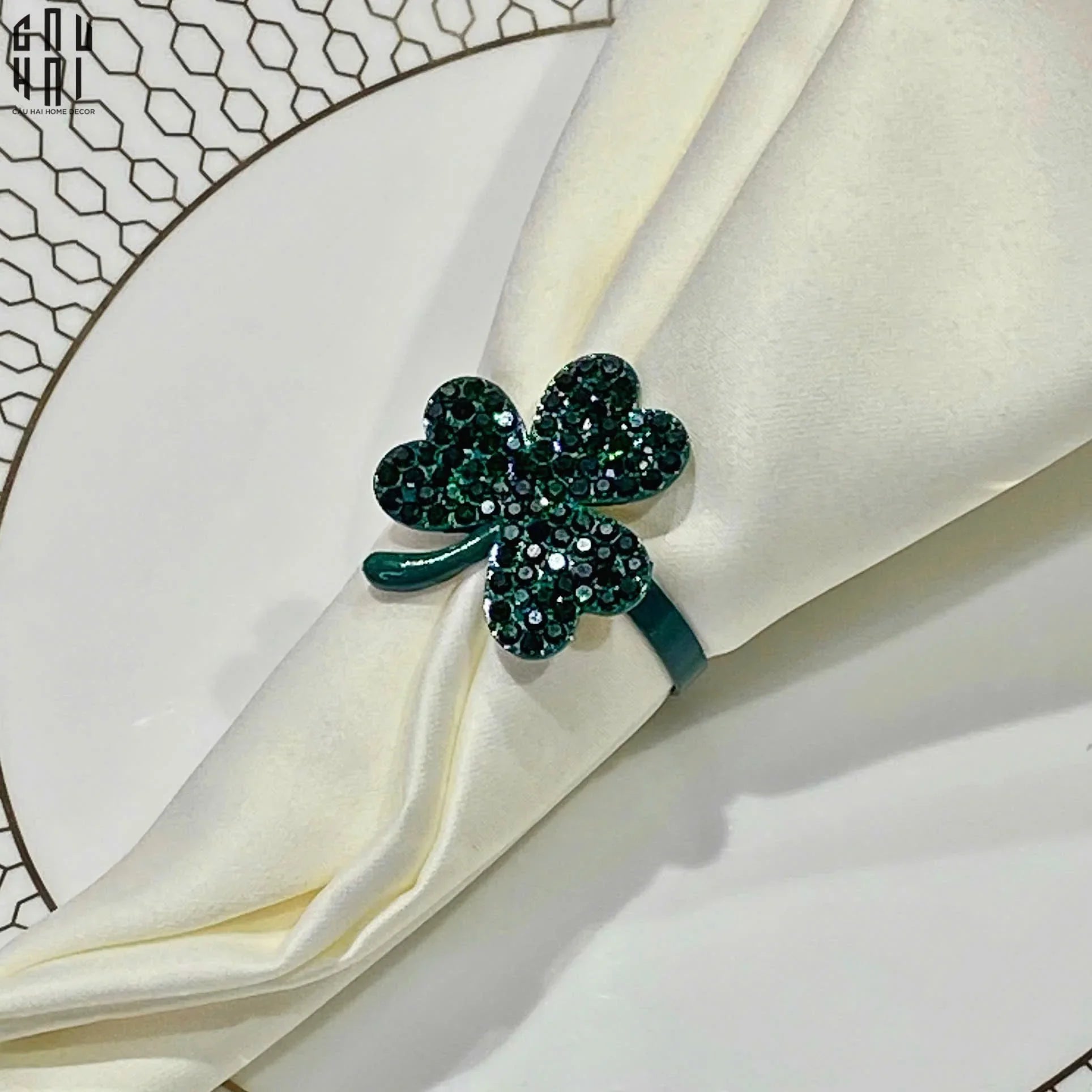 Vòng Khăn Ăn - Napkin Ring Lucky Green Leaves-VÒNG KHĂN ĂN-CẬU HAI HOME DECOR