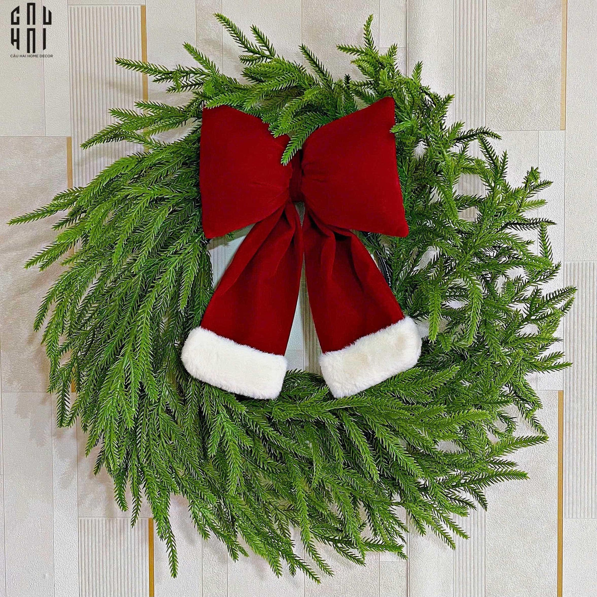 Vòng Treo Giáng Sinh Green Pine Branch 50Cm-Hoa Lụa-CẬU HAI HOME DECOR
