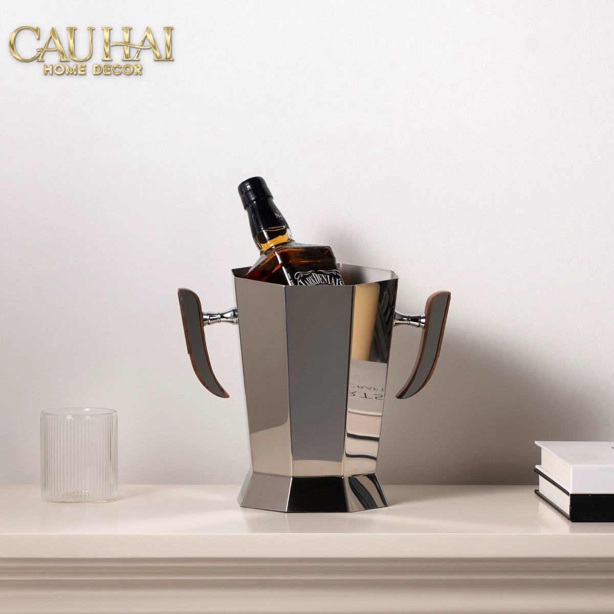 Xô Đá Metal Facet Sterling Walnut-XÔ ĐÁ-CẬU HAI HOME DECOR-CẬU HAI HOME DECOR