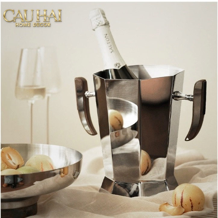 Xô Đá Metal Facet Sterling Walnut-XÔ ĐÁ-CẬU HAI HOME DECOR-CẬU HAI HOME DECOR