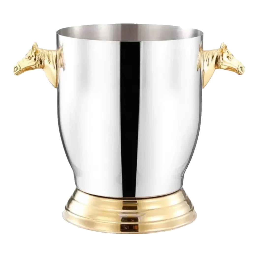 Maison Couture - Xô Đá Ướp Vang Stainless Steel Cheval Équestre Ice Bucket - Metalic Gold  6L 18x24