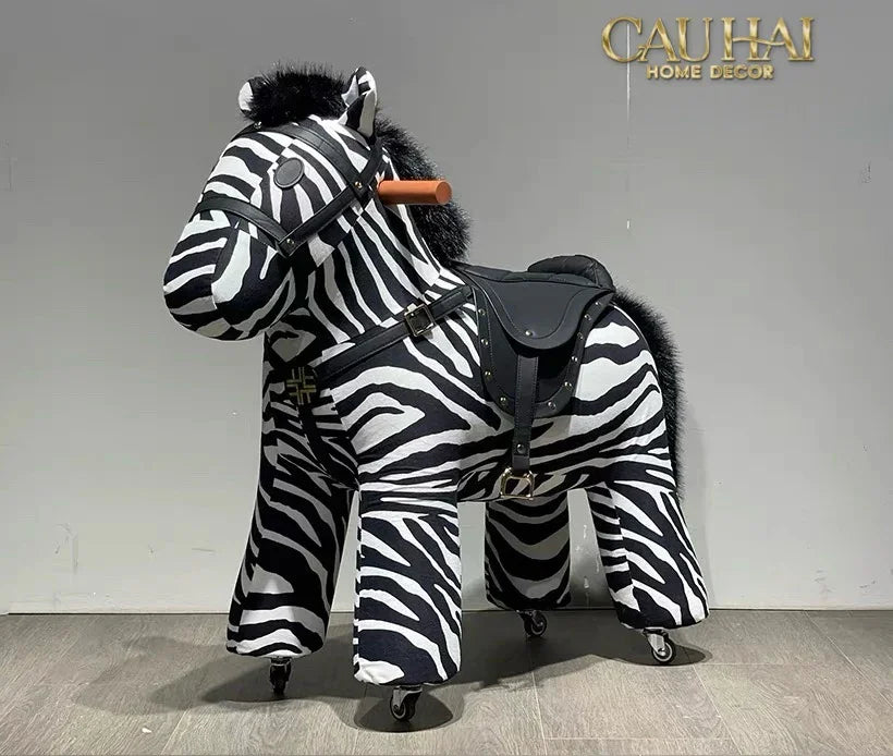 Zèbre Enfant Atélier Couture – Ngựa Vằn Đồ Chơi Nhồi Bông Bọc Nhung Cao Cấp 70x30x70-ĐỒ CHƠI & THÚ BÔNG-CẬU HAI HOME DECOR