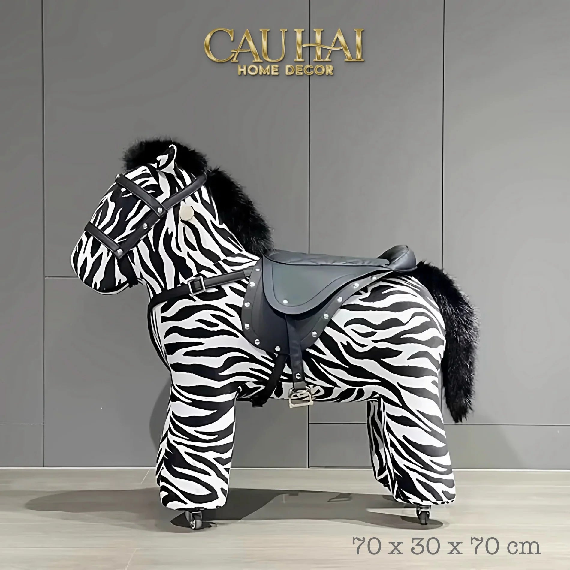 Zèbre Enfant Atélier Couture – Ngựa Vằn Đồ Chơi Nhồi Bông Bọc Nhung Cao Cấp 70x30x70-ĐỒ CHƠI & THÚ BÔNG-CẬU HAI HOME DECOR